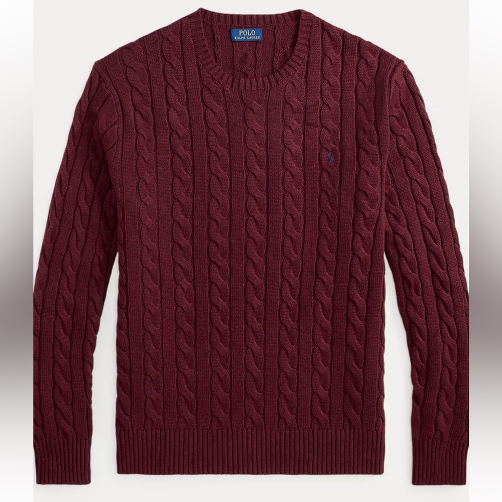 Men's Polo Ralph Lauren Burgundy Cable Knit Sweater xl